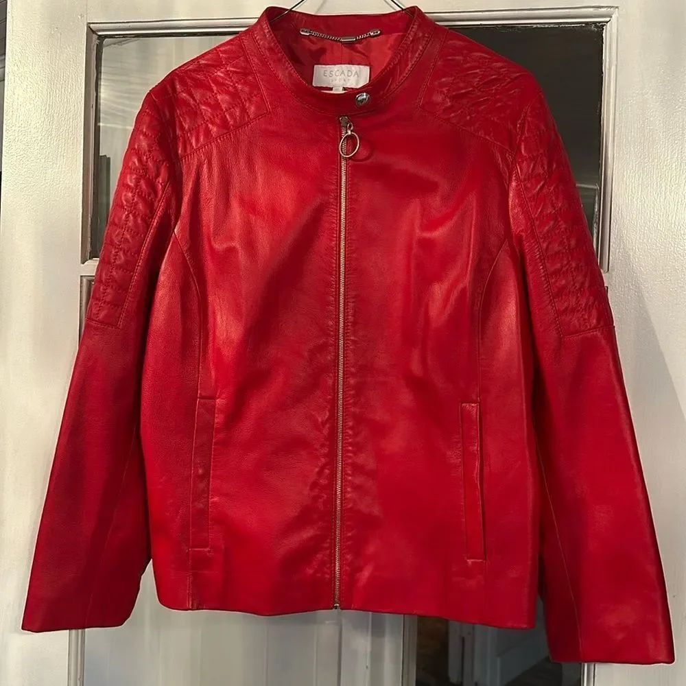 Escada Sport Red 100% lamb-leather jacket
